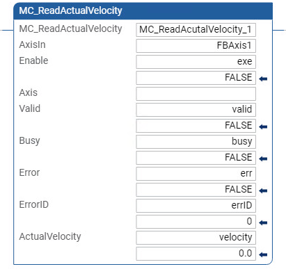 MC_ReadActualVelocity 梯形图示例
