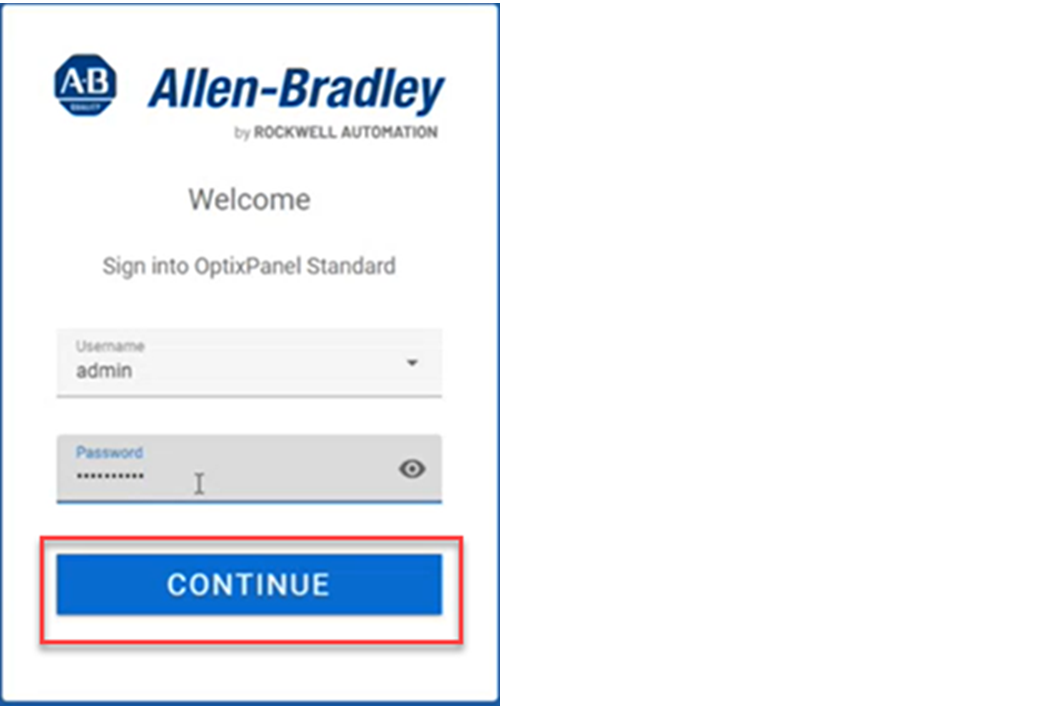 OptixPanel Standard 的登录对话框。