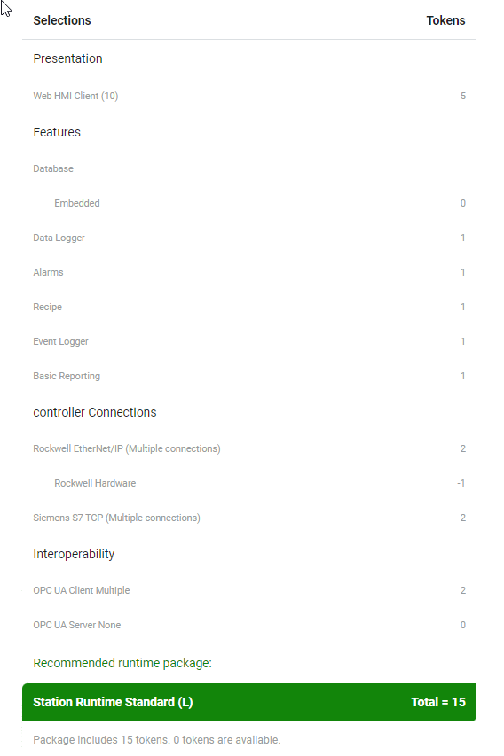 L 系统中软件包的 Runtime 大小调整示例。