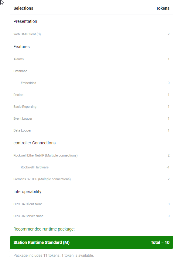L 系统中软件包的 Runtime 大小调整示例。