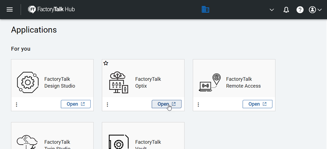 FactoryTalk Optix 中的可用应用程序