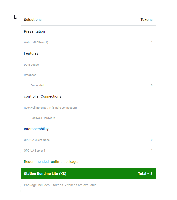 XS 系统中软件包的 Runtime 大小调整示例。