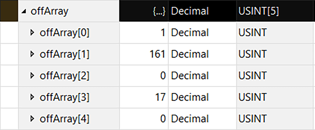 下图显示了在 Logix Designer 中禁用 SNMP 的标签数组。