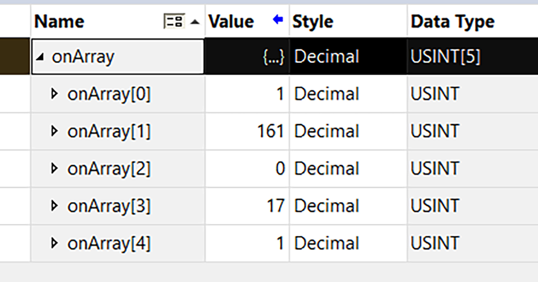 下图显示了在 Logix Designer 中启用 SNMP 的标签数组。