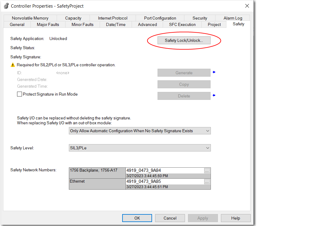 Safety Lock/Unlock 按钮