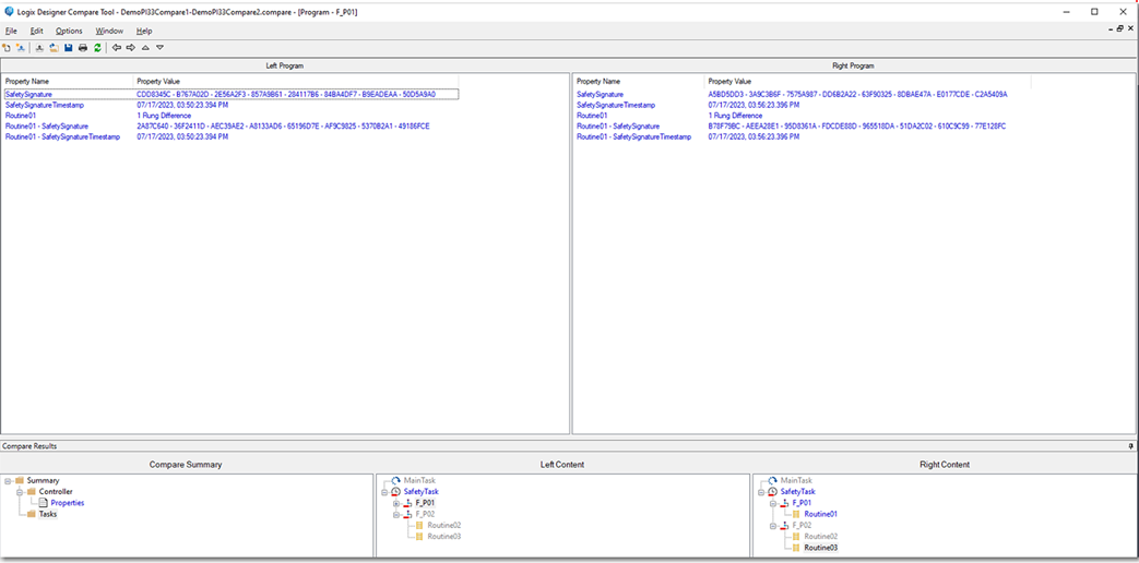 Logix Designer 比较工具